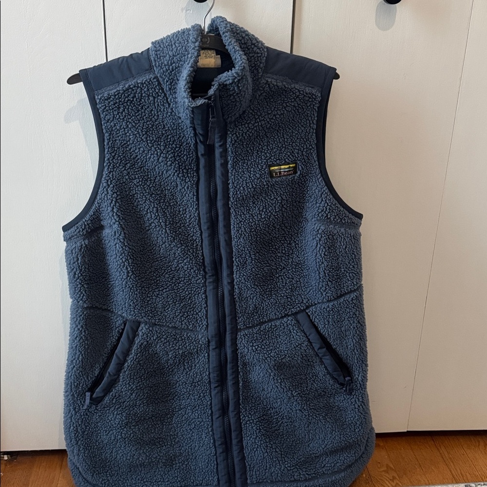LL Bean Sherpa fleece long vest size XL